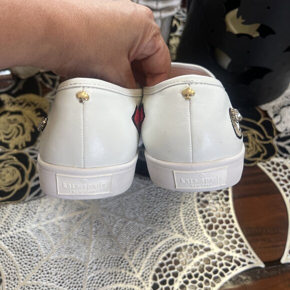 Kate Spade Lizbeth Women's Sneakers White Leather Cats Meow Slip-On Shoes 10 - Picture 4 of 13